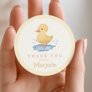 Cute Pastelkleurige Boerderij Eend Verjaardags Fav Ronde Sticker