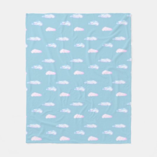 Cute pastelwolken op lichthemelblauw fleece blanke (Voorkant)