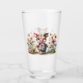 Cute Patchwork Biggetje in Bloementuin Glas (Achterkant)