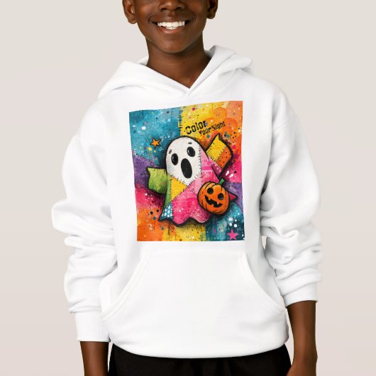 Cute Patchwork Ghost Colorful Splatter Art (Voorkant)