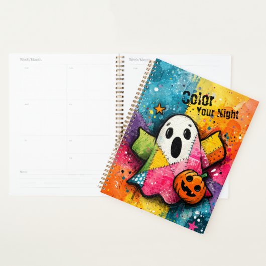 Cute Patchwork Ghost Colorful Splatter Art (Devant avec enveloppe)
