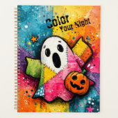 Cute Patchwork Ghost Colorful Splatter Art (Devant)