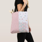 Cute Patchwork Love Hearts Rainbow Sac fourre-tout (De près)