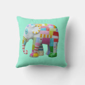 Cute patchwork-olifant retro whimsical kussen (Achterkant)