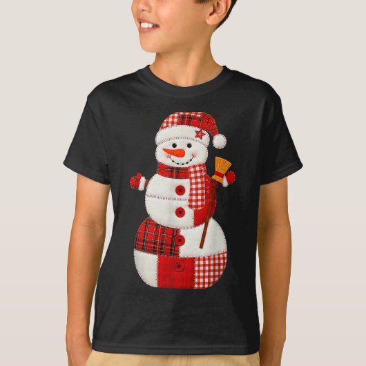 Cute Patchwork Snowman Christmas Xmas Men Women Ki T-shirt (Voorkant)