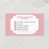 Cute pâtisserie Chef Cupcake Carte de visite (Dos)