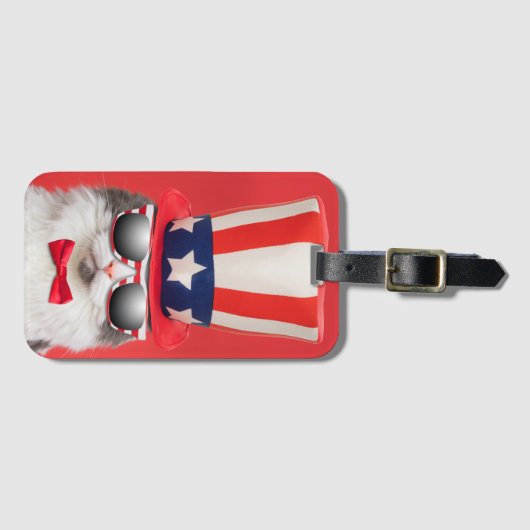 Cute Patriotic American Cat Bagagelabel (Voorkant (horizontaal))