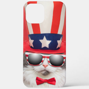 Cute Patriotic American Cat iPhone 12 Pro Max Hoesje