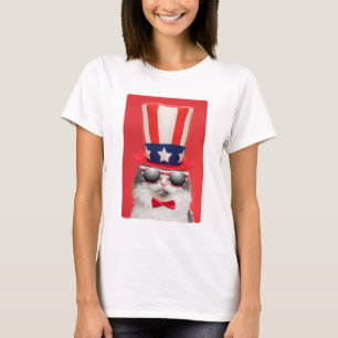 Cute Patriotic American Cat T-shirt