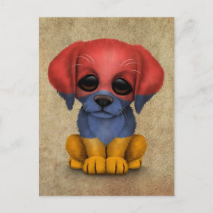 Cute Patriotic Armenian Flag Puppy Dog, Rough Briefkaart