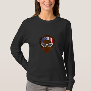 Cute Patriotic Black Woman met American Flag Scar T-shirt