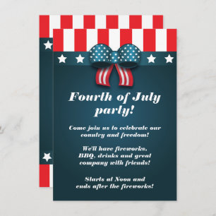 Cute Patriotic Bow 4 juillet Invitations