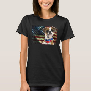 Cute Patriotic Boxer American Flag Dog Mannen Wome T-shirt