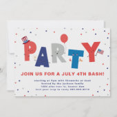Cute Patriotique Juillet 4 Party Invitation (Devant)