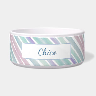 Cute Pattern Colorful Stripes Pink Blue Monogram Voerbakje
