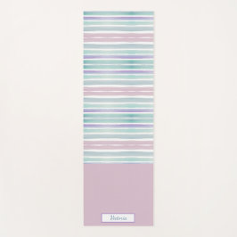 Cute Pattern Colorful Stripes Pink Blue Monogram Yogamat