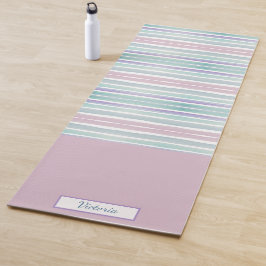 Cute Pattern Colorful Stripes Pink Blue Monogram Yogamat