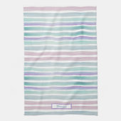 Cute Pattern Colorful Stripes Pink Blue Theedoek (Verticaal)