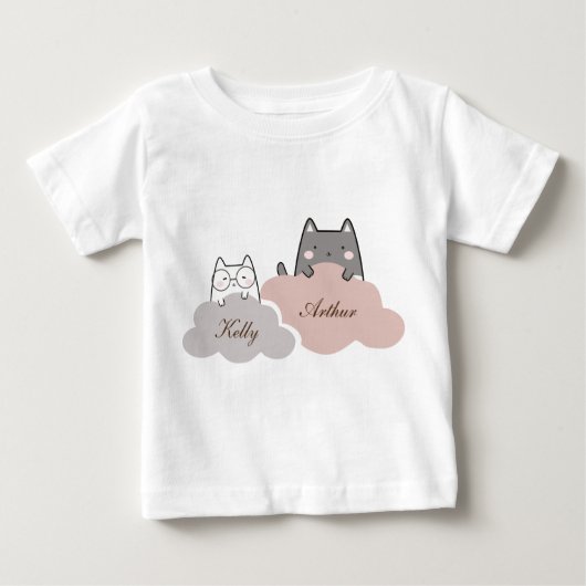 Cute Pattern Kitten Cloud Baby T-Shirt (Voorkant)