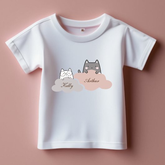 Cute Pattern Kitten Cloud Baby T-Shirt