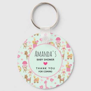Cute Pattern met Happy Animals & Toys Baby shower Sleutelhanger