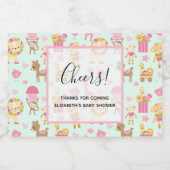 Cute Pattern met Happy Animals & Toys Baby shower Sparkling Wijnetiket (Enkel label)