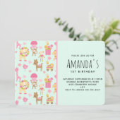 Cute Pattern met Happy Animals & Toys Kaart (Staand voorkant)