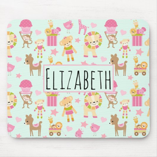 Cute Pattern met Happy Animals & Toys Muismat (Voorkant)