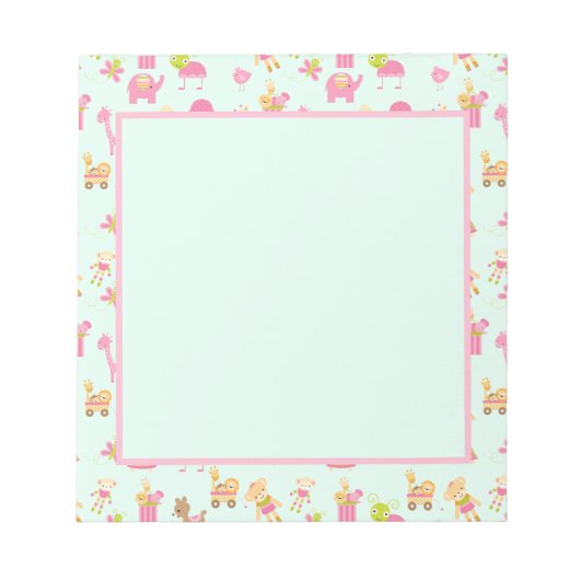 Cute Pattern met Happy Animals & Toys Notitieblok (Voorkant)