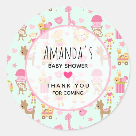 Cute Pattern met Happy Animals & Toys Ronde Sticker (Voorkant)