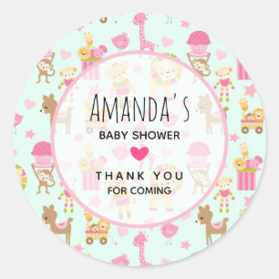 Cute Pattern met Happy Animals & Toys Ronde Sticker