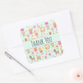 Cute Pattern met Happy Animals & Toys Vierkante Sticker (Envelop)