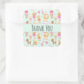 Cute Pattern met Happy Animals & Toys Vierkante Sticker (Tas)