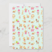 Cute Pattern met Nursery Animals Baby shower Kaart (Achterkant)