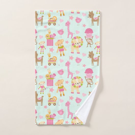 Cute Pattern met Whimsical Animals & Toys Bad Handdoek (Handdoek)