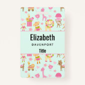 Cute Pattern met Whimsical Animals & Toys Badge (Voorkant)