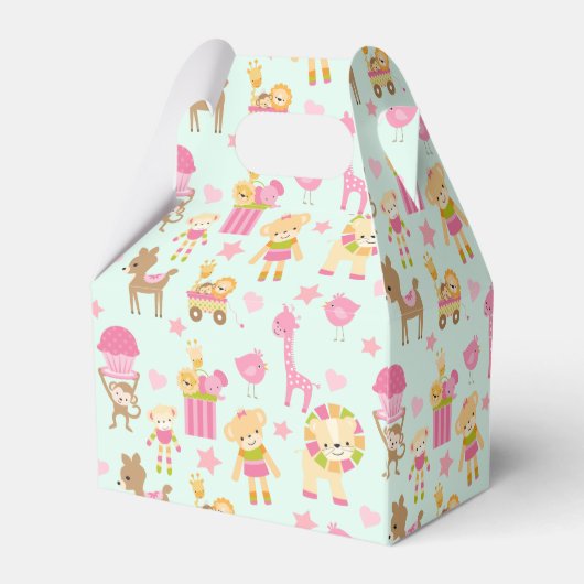 Cute Pattern met Whimsical Animals & Toys Bedankdoosjes (Achterkant)