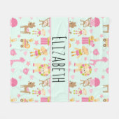 Cute Pattern met Whimsical Animals & Toys Fleece Deken (Voorkant (Horizontaal))