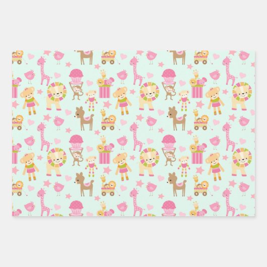 Cute Pattern met Whimsical Animals & Toys Inpakpapier Vel (Voorkant)