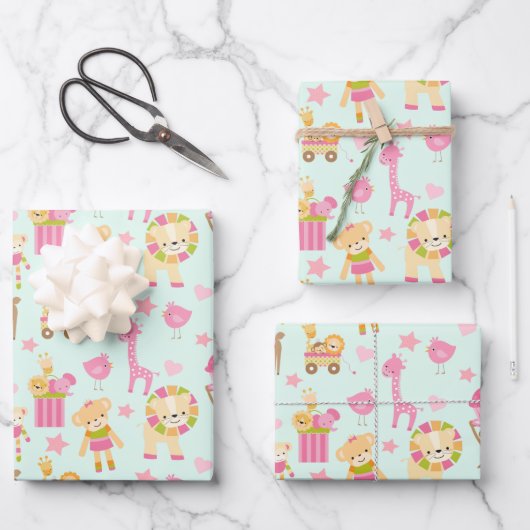 Cute Pattern met Whimsical Animals & Toys Inpakpapier Vel (Voorkant)