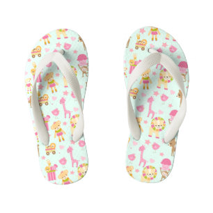Cute Pattern met Whimsical Animals & Toys Kinder Teenslippers