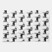 Cute Pattern of a beagle Dog in Black and White Theedoek (Horizontaal)