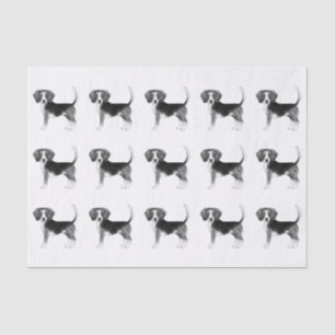 Cute Pattern of a beagle Dog in Black and White Tissuepapier