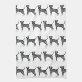 Cute Pattern of a boxer Dog in Black and White Theedoek (Verticaal)