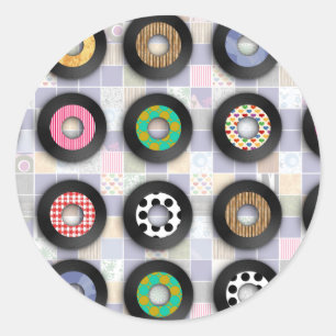 Cute Patterned 45 Records Ronde Sticker