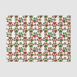 Cute Paw Drukt rood groen gepatterd Tissuepapier