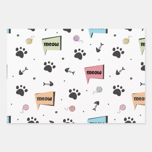 Cute Paw Pattern Inpakpapier Vel (Voorkant 3)