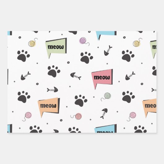 Cute Paw Pattern Inpakpapier Vel (Voorkant 2)