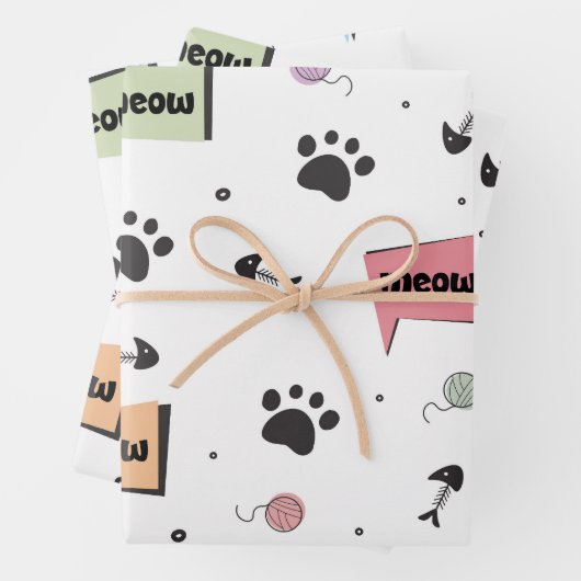 Cute Paw Pattern Inpakpapier Vel (In situ)