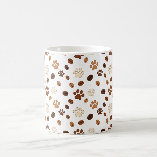 Cute Paw Print and Coffee Bean Pattern Mug (Centre)